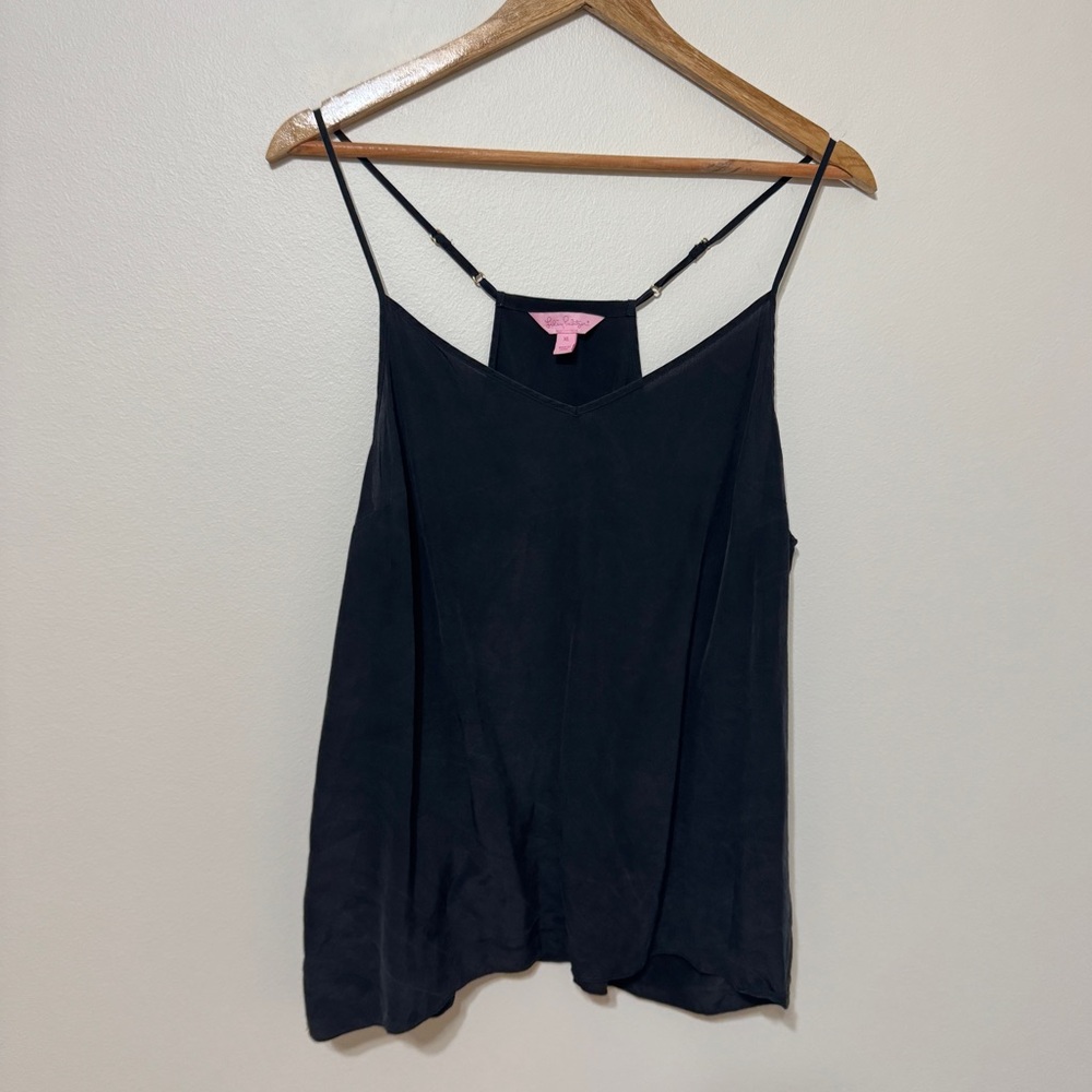 Lilly Pulitzer Silk Tank Top Size XL in Onyx Black - Picture 2 of 7